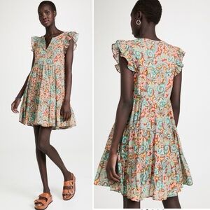 Roller Rabbit Size XS Rodez Pippa Short Dress w Blue Pink Floral w Short Sleeves